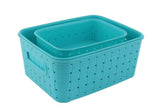 Sky Blue 1 Plastic Multipurpose smart Basket set of 3, Sky Blue Storage Basket