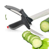 Stainless Steel 4 In 1 Clever Cutter, Black Smart Cutter is The Revolutionary 2-in-1 Knife and Cutting Board That Chops and Slices Your Favorite Foods in Seconds