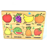 Wooden Puzzle Learning Educational Board of Fruits | Different Fruits Shape Puzzle Boards and Gift for Toddlers & Kids Puzzle for Early Childhood Development (1 Set / 28×20 Cm)