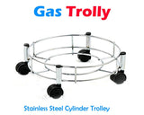 Stainless Steel LPG Cylinder Stand with Wheels, Gas Cylinder Trolly Stand, LPG Gas Cylinder Trolley with Heavy Duty Easily Movable Wheels for Home Cylinder