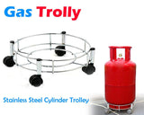 Stainless Steel LPG Cylinder Stand with Wheels, Gas Cylinder Trolly Stand, LPG Gas Cylinder Trolley with Heavy Duty Easily Movable Wheels for Home Cylinder