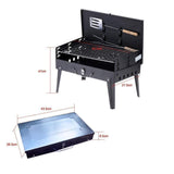 Stainless Steel Briefcase Style Barbecue Grill Toaster (Medium Black) Compact and Sturdy