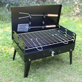 Stainless Steel Briefcase Style Barbecue Grill Toaster (Medium Black) Compact and Sturdy