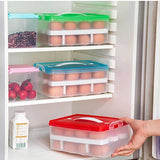 2Layer 32 Grid Egg Tray With Lid Egg Carrier Holder For Refrigerator Camping Food Storage Container With Handle (1 Pc )