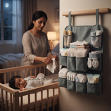 WK Hanging Baby Organizer for Wardrobe & Nursery – Multi-Pocket Baby Clothes, Diaper, Towel & Bottle Storage Organizer – Space Saving Baby Storage Bag (1 Pc)