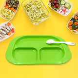 Biodegradable  Plastic Food Plates  3 Compartment Square Plate| With Spoon For Food Snacks  Nuts  Desserts Plates For Kids Reusable Plates For Outdoor Camping BPA-Free (1 Pc)