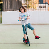 Foldable Leg Push Scooter for Boys and Girls Kids Ride On (4-8 Years Old Kids) Steel Frame Scooter Cycle with Height Adjustment for Boys and Girls Multicolor (1 Pc / 2 Wheel)