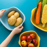 Kitchen Bowl Plastic Washing Bowl And Strainer Drainer Basket For Home  Kitchen Use