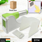 Virgin Plastic French Fry Chipper, Potato Chipper /Potato Slicer with Container Potato Chipper with Slicer, Fork and Guard, Green and White
