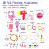 Beauty Set Suitcase On Wheel, The Ultimate Beauty Set On Wheels for Girls, Makeup Kit is Easy to Clean &amp; Use, Portable Beauty Set with 23 Pieces for 3 Years BIS Approved. (Beauty Set Trolley)