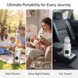 Cordless Baby Bottle Warmer, Electric Digital Temperature Control Travel Portable Rechargeable Breastmilk Formula Heater, Fast Heating LED Display