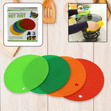 4 PC Silicon Hot Mat For Placing Hot Vessels And Utensils Over It Easily Without Having Any Visible Marks On Surfaces.