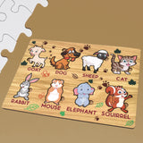 Wooden Puzzle Learning Educational Board of Animal | Different Animal Shape Puzzle Boards and Gift for Toddlers & Kids Puzzle for Early Childhood Development (1 Set / 28×20 Cm)