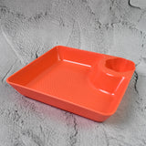 Plastic Plates With Dipping Saucer  Round Dip Part |Dumpling Plates with Sauce Compartment for Party Chips, Sushi, Dumpling, Snack with Round Dip Part(1 Pc -1816 CM)
