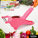 Plastic 2 In 1 Vegetable  Fruit Multi Cutter 5 Blade Vegetable Cutter With Peeler (1 PC  Multicolor)