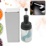 Heat-resistant Condiment Container| Seasoning Box Glass Condiment Canisters Pots Bottle With Serving Spoons For Salt Spice Honey Sugar BBQ Restaurant Jar | Oil Bottle Honey Jar Dispenser Airtight Cap Transparent (1 Pc)