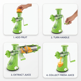 Green hand press fruit juicer machine