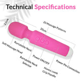 VivaTouch Personal Massager For Women.20+8 Vibration Modes, USB Rechargeable, Waterproof, Medical Grade Silicone , Handheld Electric Body Massager - Full Body Massager For Pain Relief.