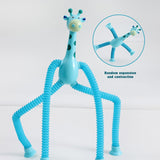 LED Telescopic Suction Cup Giraffe Toy, Shape Changing Telescopic Sensory Tubes Fidget Tubes Sensory, Fidget Toys for 3 to 10 Year Old Boys & Girls, Fun Birthday Gifts for Kids (Pack of 1)