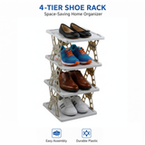 “4-Layer Shoe Rack for Home – Adjustable Plastic Shoe Stand Organizer, Stackable Storage Shelf for Bedroom & Entryway, Multi-Purpose Durable Footwear Rack (4-Tier)”