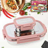 Premium Stainless Steel Leak Proof Air Tight Lunch Boxes (900ml+200ml Approx.  2 PC Set)