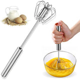 Big Stainless Steel Egg Whisk Hand Push Rotary Whisk Blender (1 Pc - 35 Cm)