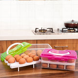 2Layer 32 Grid Egg Tray With Lid Egg Carrier Holder For Refrigerator Camping Food Storage Container With Handle (1 Pc )
