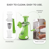Manual fruit juicer with steel handle