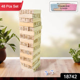 Wooden Tumbling Stacking Tower Game for Boys Girls Kids Family(48 Pcs Blocks 2 Dices)