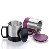 Stainless Steel Coffee-Tea Cup Stainless Steel Lid Cover Hot Coffee-Tea Mug Hot Insulated Double Wall Stainless Steel Coffee And Milk Cup With Lid  Handle Easy To Carry - Coffee Cup (1 Pc)