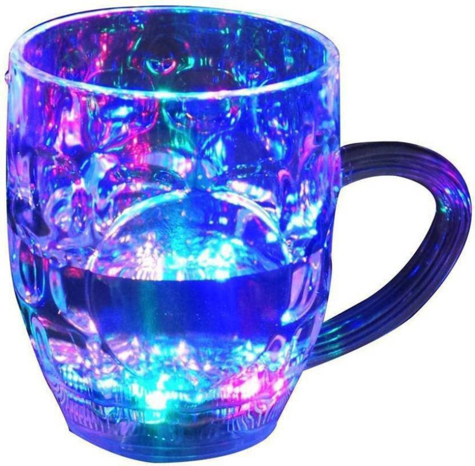 Rainbow Color Cup LED Flashing 7 Color Changing Light. Pour Water or Tea, Lighting Cup, Easy Battery Replace Glass (250 ML)