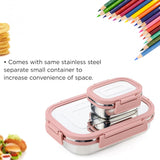 Premium Stainless Steel Leak Proof Air Tight Lunch Boxes (900ml+200ml Approx.  2 PC Set)