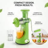 Manual fruit juicer with built in strainer