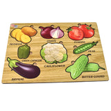 Wooden Puzzle Learning Educational Board of Vegetable | Different Vegetable Shape Puzzle Boards and Gift for Toddlers &amp; Kids Puzzle for Early Childhood Development (1 Set / 28×20 Cm)