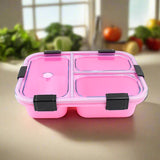 Plastic 3 Compartment Insulated Lunch Box  For Kids, Boys, Girls, School & Office Men (1 PC)