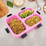 Plastic 3 Compartment Insulated Lunch Box  For Kids, Boys, Girls, School & Office Men (1 PC)