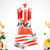 24 - PCS Set Of Classic Cutlery Set For Dining Table Stainless Steel  Set With Stand (1 Set)