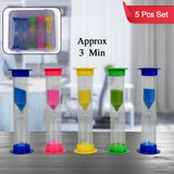 8756 Sand Timer Plastic Hourglass Sand Glass Toy Sand Clock For Kitchen Office School And Brushing Teeth For Bathroom Timer Clock Children Hourglass Sand Glass Toothbrush Household Sand Clock (3 Min Approx  5 Pc)