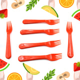 5968 Plastic Fork Spoon Fork Spoon Set Fruit Fork Spoon Set  Baby Fork Spoonvegetable Fork Spoon Plastic Salad Spoon Dessert Spoon (6pc Set)