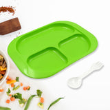 Biodegradable  Plastic Food Plates  3 Compartment Square Plate| With Spoon For Food Snacks  Nuts  Desserts Plates For Kids Reusable Plates For Outdoor Camping BPA-Free (1 Pc)