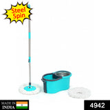 Steel Wringer Spin Mop with Big Wheel and Puller Handle, Bucket Floor Cleaning and Mopping System 360° Flexible, Big Size, Multicolor