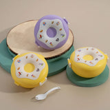 Donut Shaped Double Insulated 3 Compartment Lunch Box (1 Pc  - Mix Color)