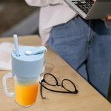 2 In1 Portable Crusher Juicer With Handle  Straw For Smoothie Sipper USB Rechargeable (340 ML) 6 Stainless Steel Blades Compact Juicer Mixer| Juicer Portable Fresh Juice Blender Portable Electric Juicer
