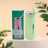 Water Bottle 400ml Leak Proof Glass Water Bottle With Daily Water Intake For Gym And Children Nice Bottle (1 Pc  Light Green Color)