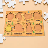 Wooden Puzzle Learning Educational Board of Fruits | Different Fruits Shape Puzzle Boards and Gift for Toddlers & Kids Puzzle for Early Childhood Development (1 Set / 28×20 Cm)
