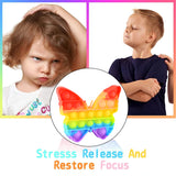 Pop It Fidget Toys, Push Pop Bubble Fidget Sensory Toy, Autism Special Needs Silicone Stress Relief Toy, Fidget Toy & Novelty Gifts for Kids Adults(Rainbow Butterfly -1 PC)