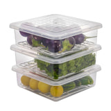 Modular Storage Containers with Lids, Removable Drain Plate, Heavy & Durable Kitchen Storage Boxes Keeps Fruits, Vegetables, Fresh Longer Fridge Organizer(3 Pcs - Set)