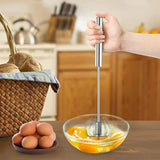 Big Stainless Steel Egg Whisk Hand Push Rotary Whisk Blender (1 Pc - 35 Cm)