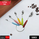 5 PCS Set Of Measuring Cups And Spoons Stackable Set With Silicone Handle