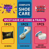 🧴 Complete Shoe & Sports Shoe Care Combo (3-in-1 Kit) – Cleaning Wipes + Whitening Cream + Brush with Soap Dispenser , Travel-Friendly Shoe Cleaning Kit for All Footwear Types